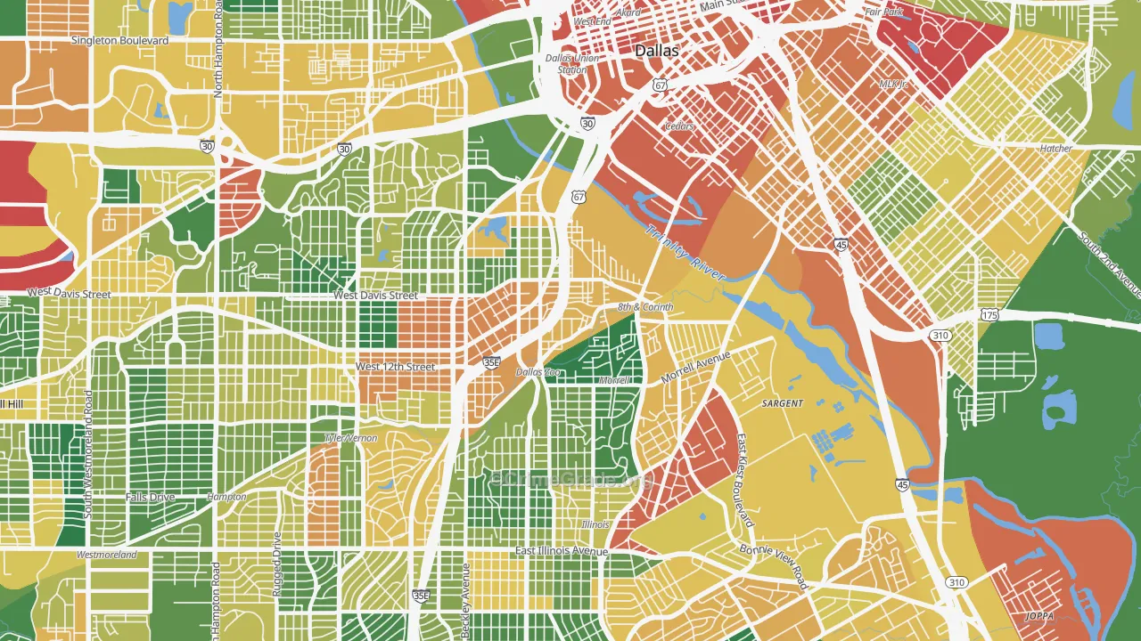 75203, TX Map of Theft Rates