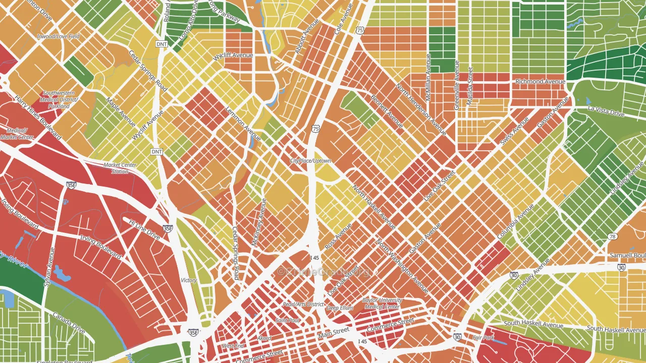 75204, TX Map of Theft Rates