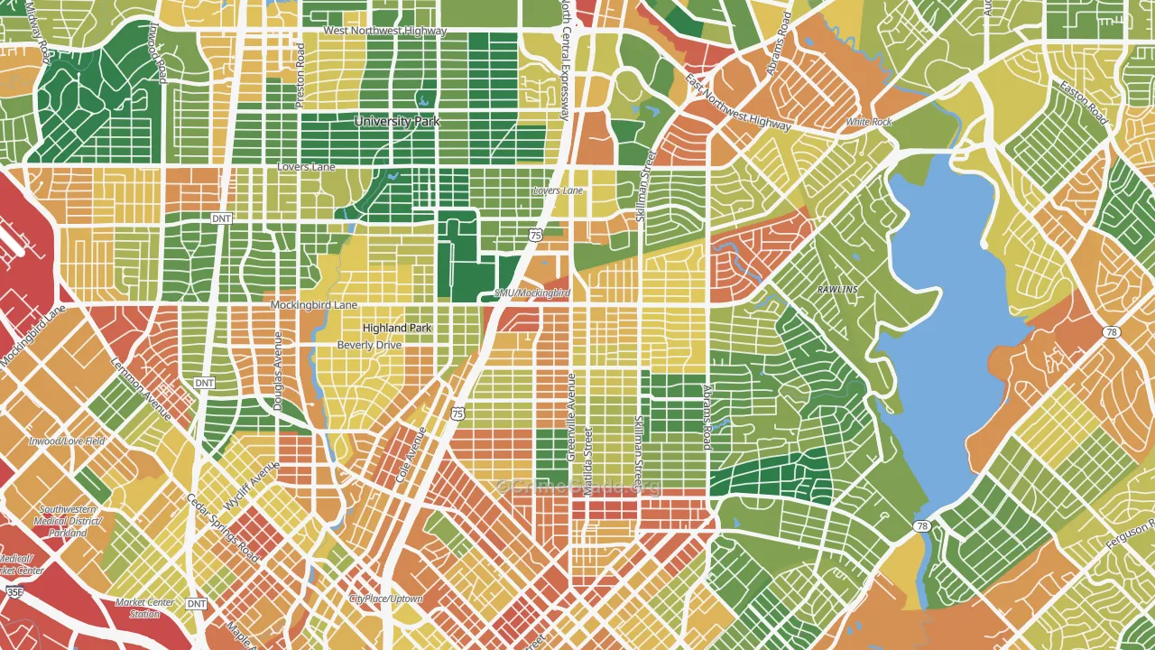 75206, TX Map of Theft Rates