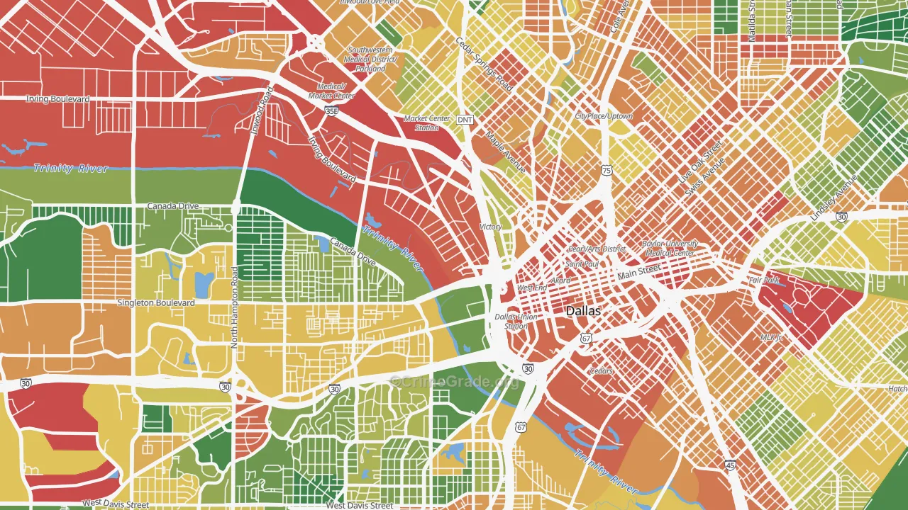 75207, TX Map of Theft Rates