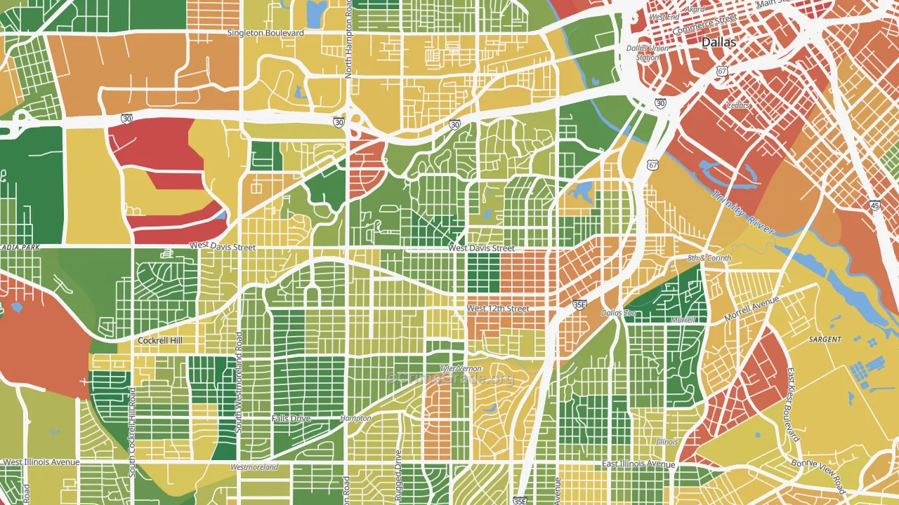 75208, TX Map of Theft Rates