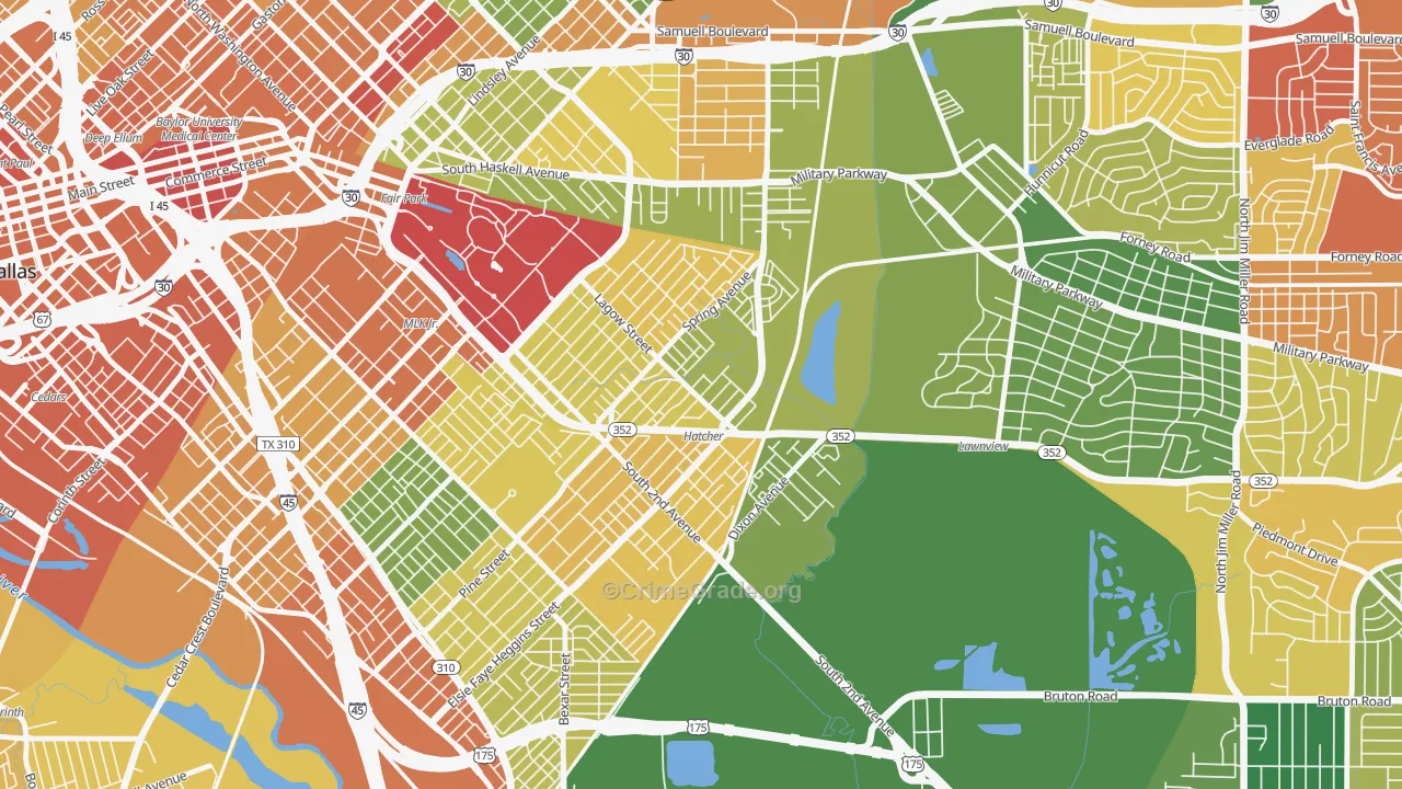 75210, TX Map of Theft Rates