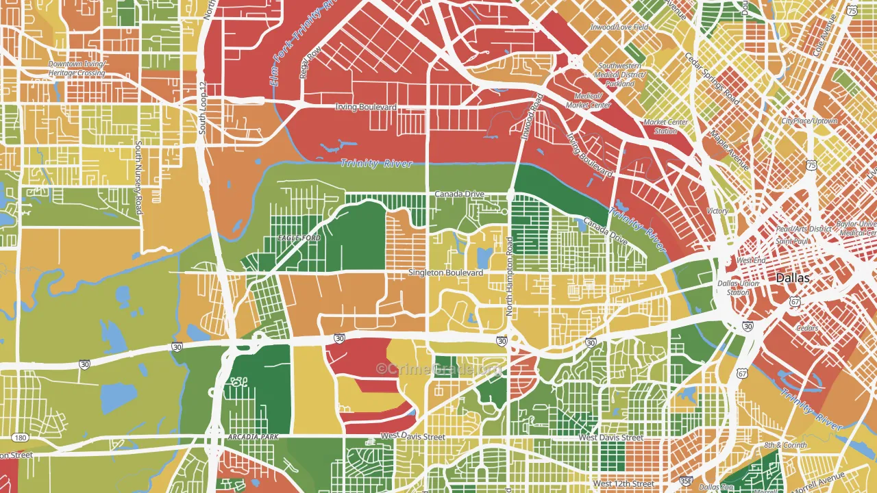 75212, TX Map of Theft Rates