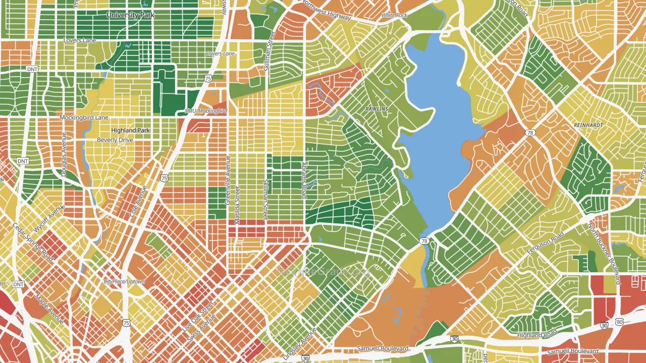 75214, TX Map of Theft Rates