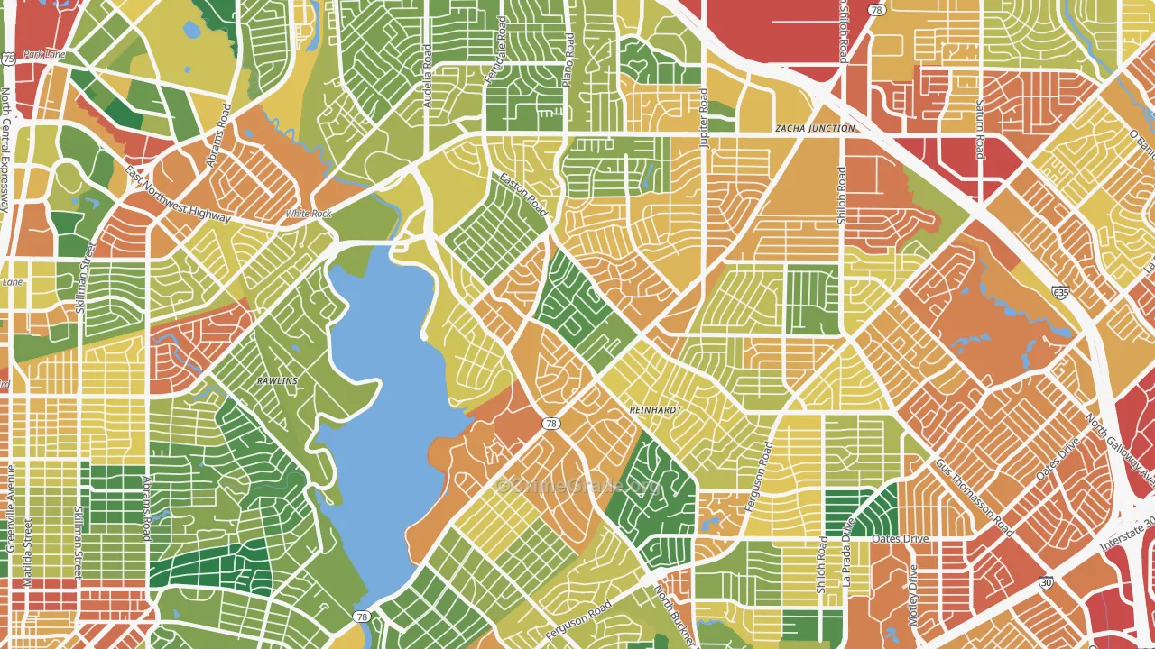 75218, TX Map of Theft Rates