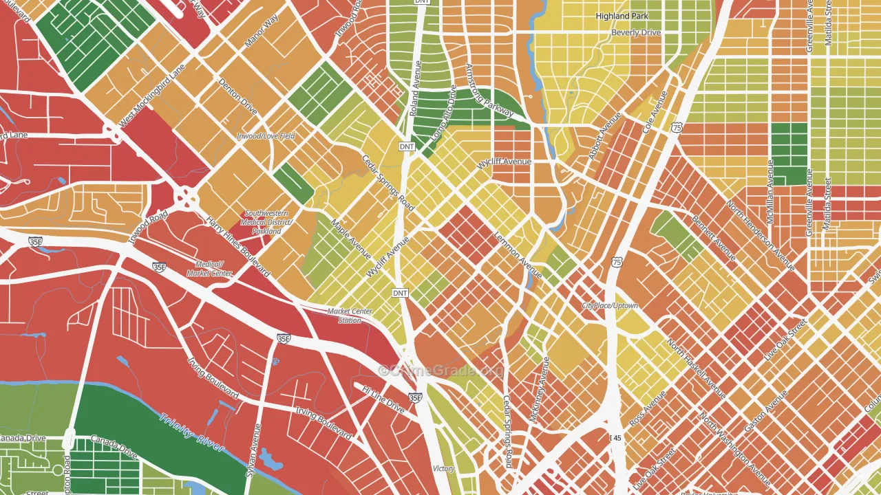 75219, TX Map of Theft Rates