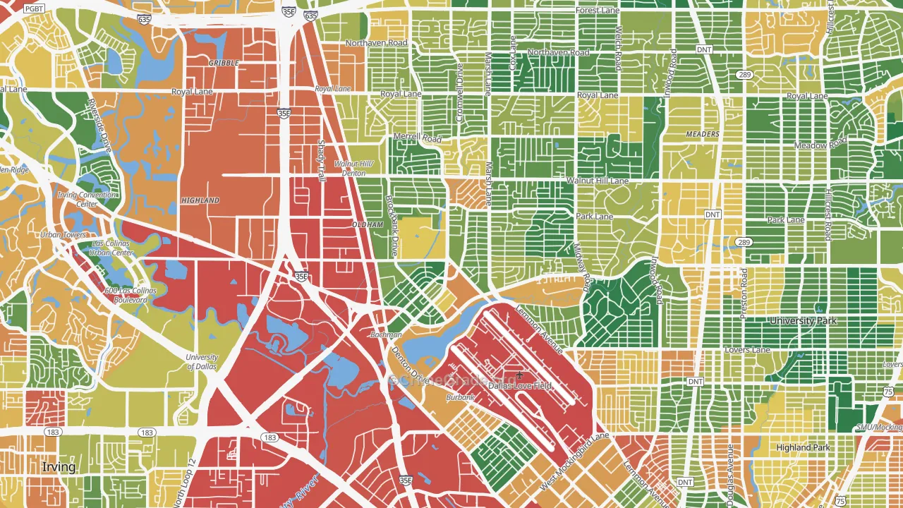 75220, TX Map of Theft Rates