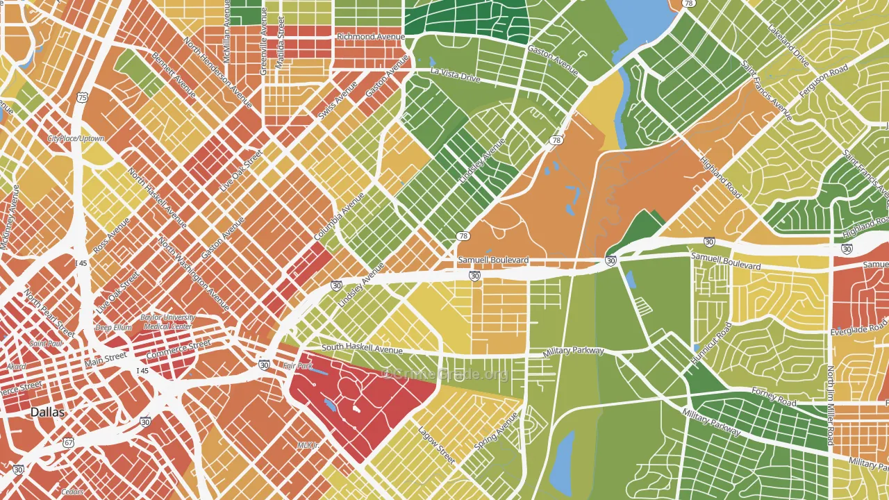 75223, TX Map of Theft Rates