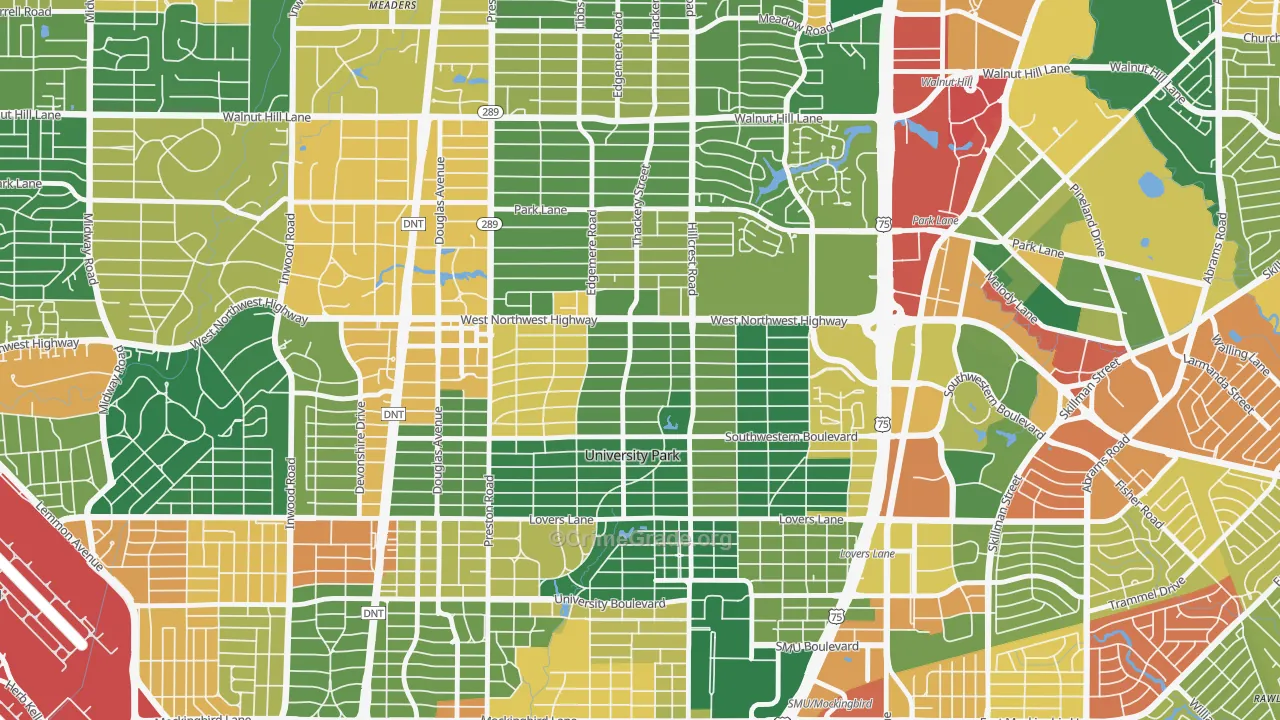 75225, TX Map of Theft Rates