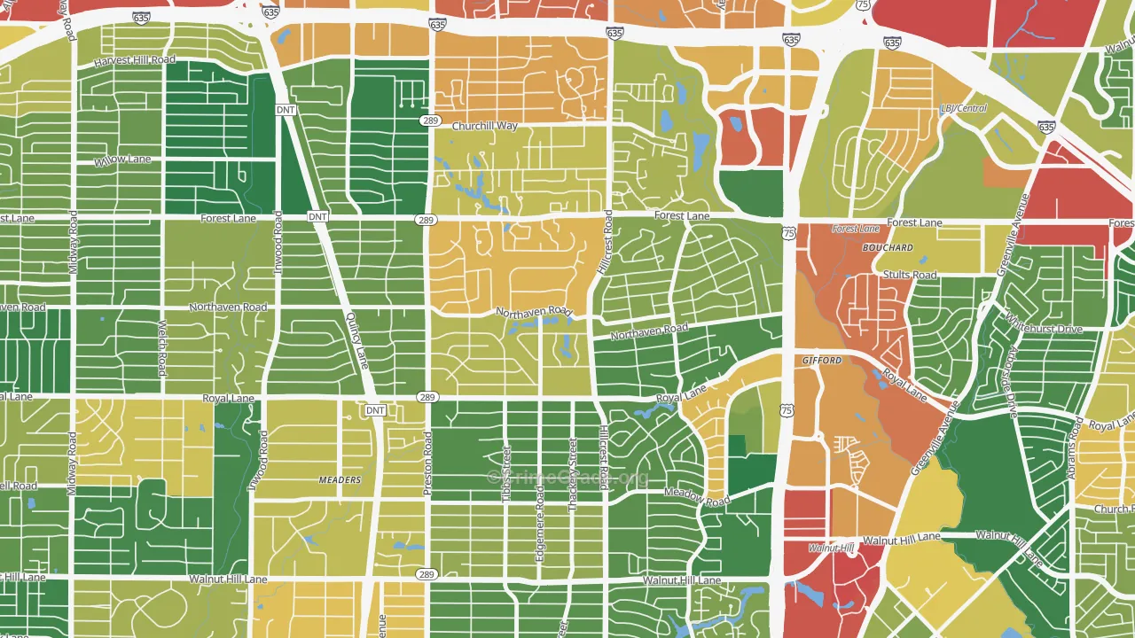 75230, TX Map of Theft Rates