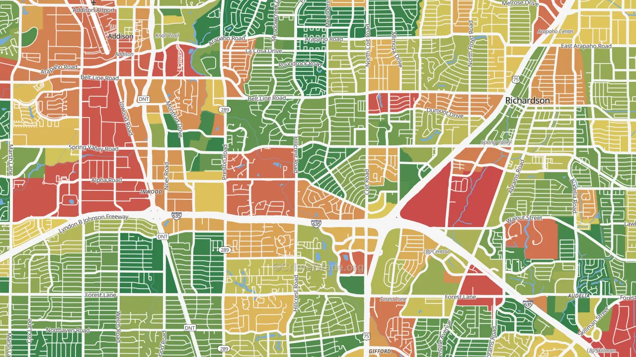 75240, TX Map of Theft Rates
