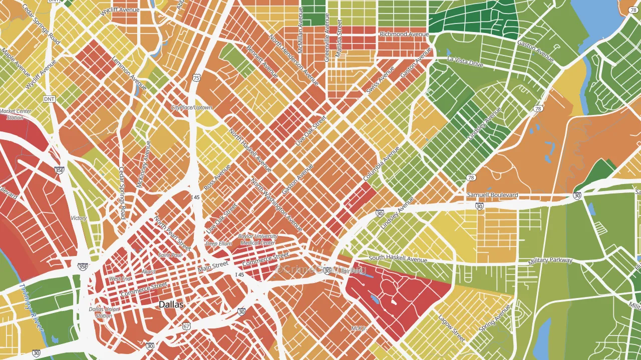 75246, TX Map of Theft Rates