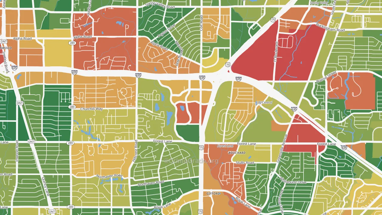 75251, TX Map of Theft Rates