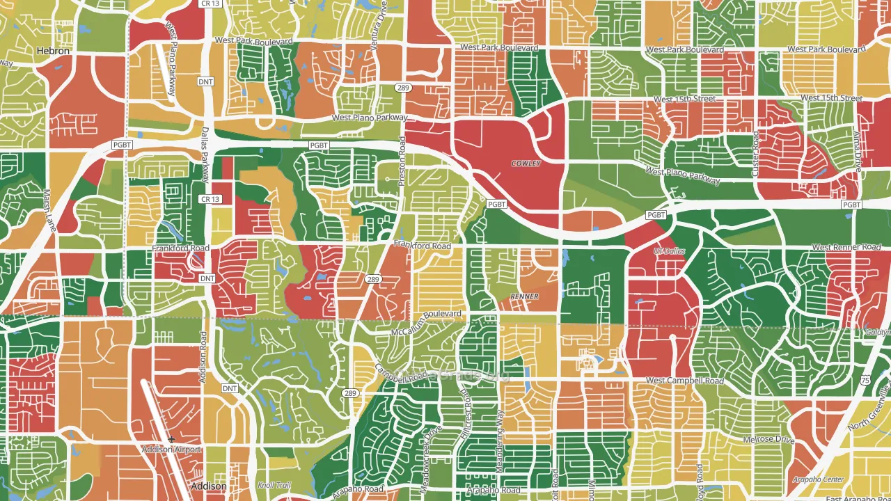 75252, TX Map of Theft Rates