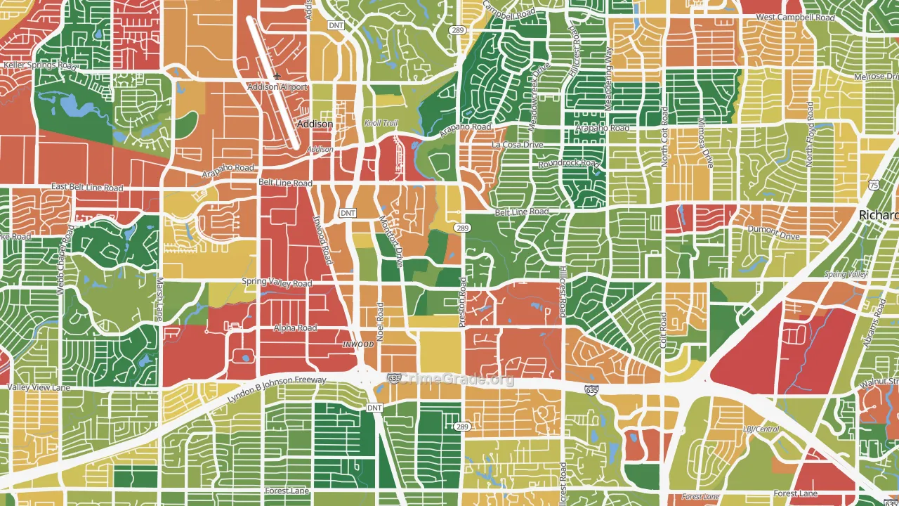 75254, TX Map of Theft Rates