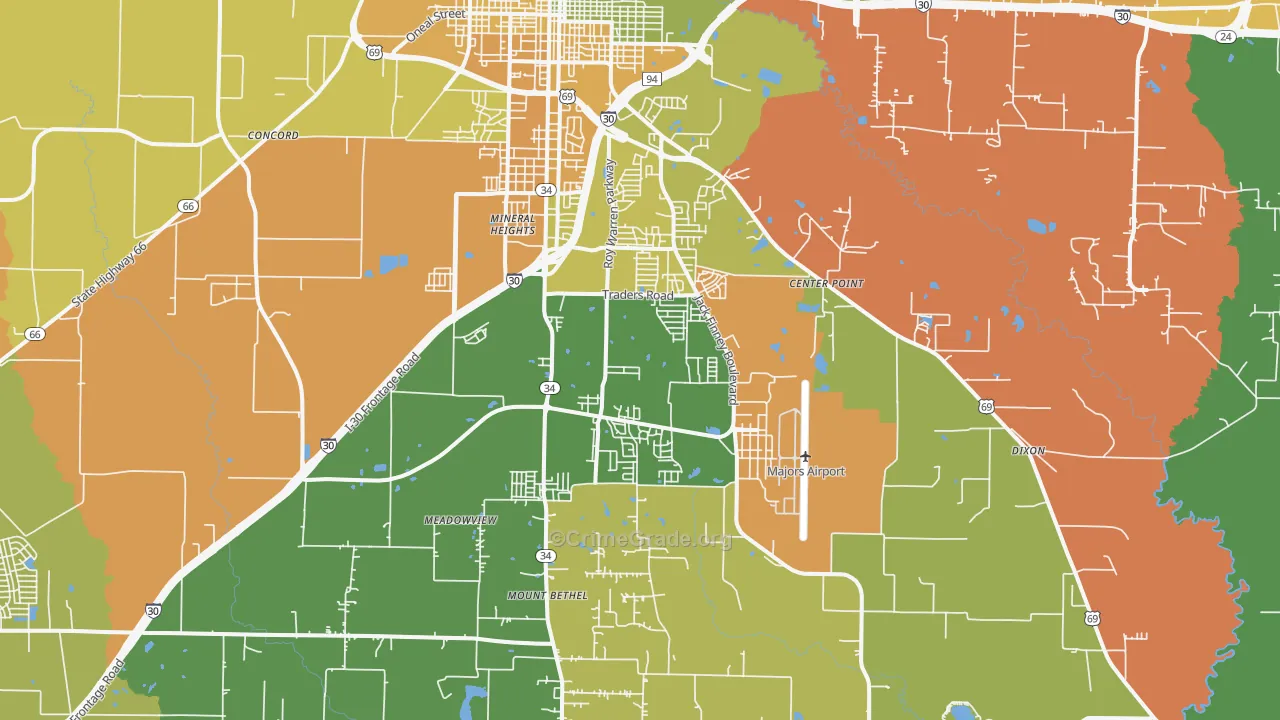 75402, TX Map of Theft Rates