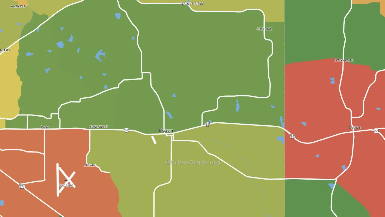 75416, TX Map of Theft Rates