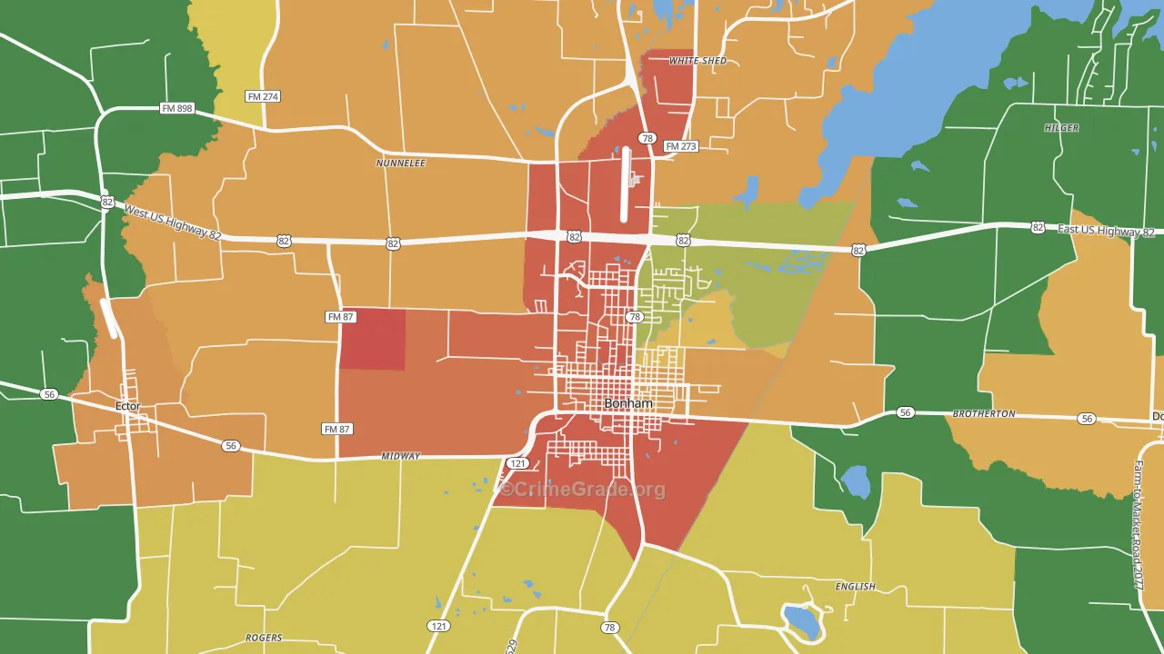 75418, TX Map of Theft Rates