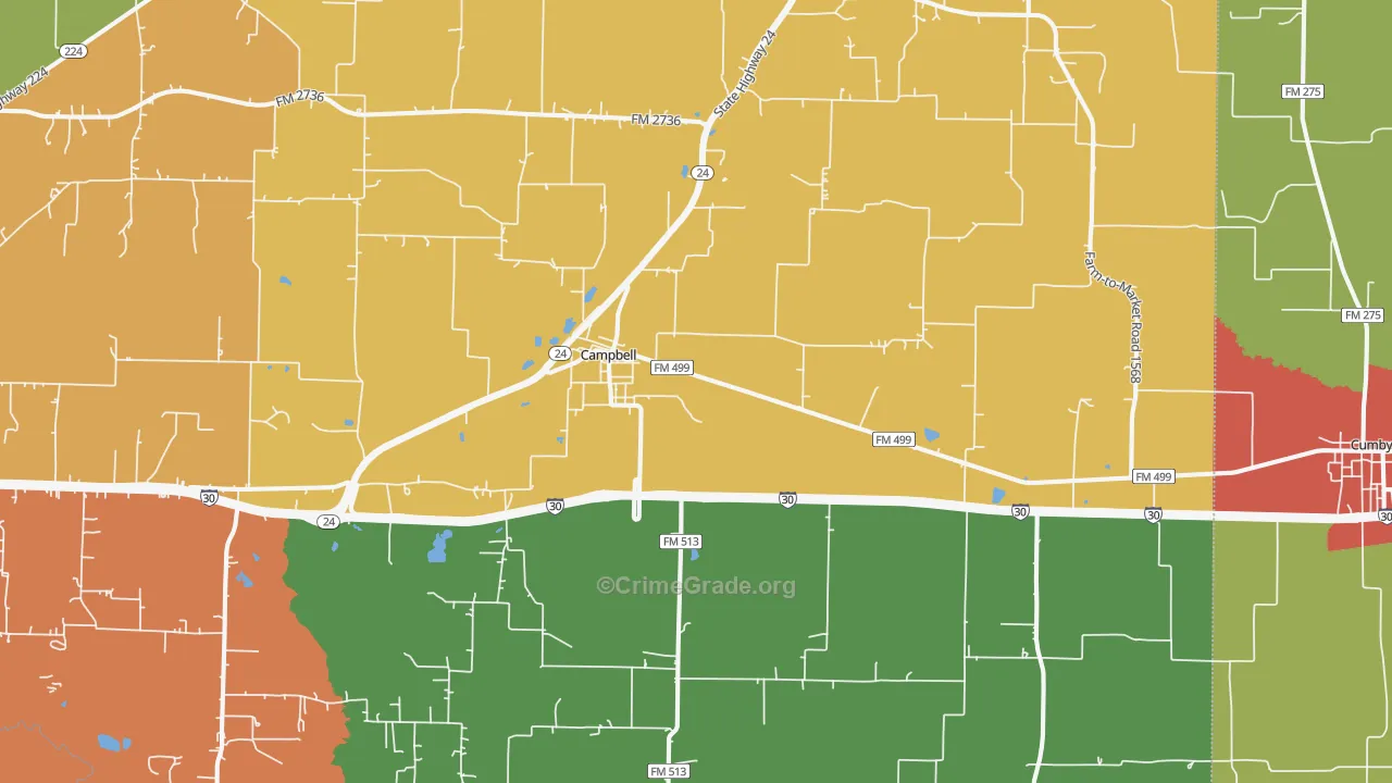 75422, TX Map of Theft Rates