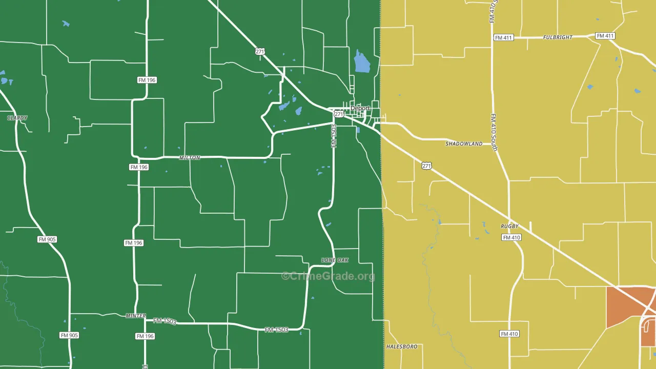 75435, TX Map of Theft Rates