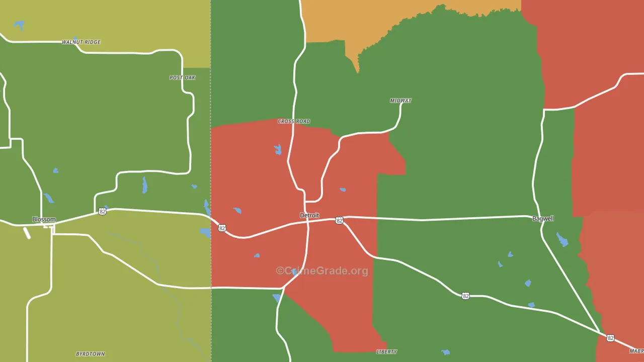 75436, TX Map of Theft Rates