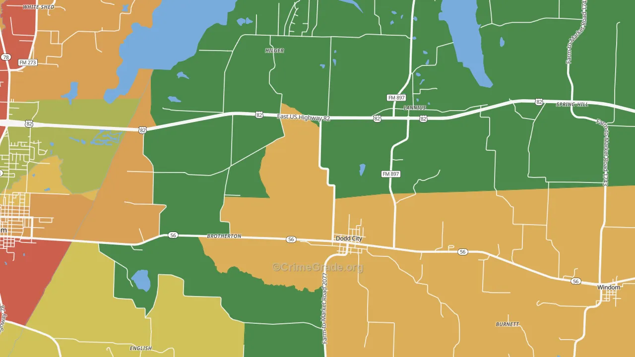 75438, TX Map of Theft Rates
