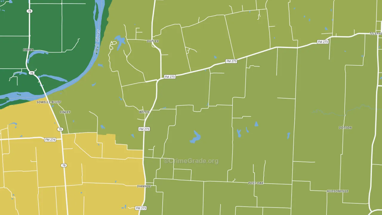 75447, TX Map of Theft Rates