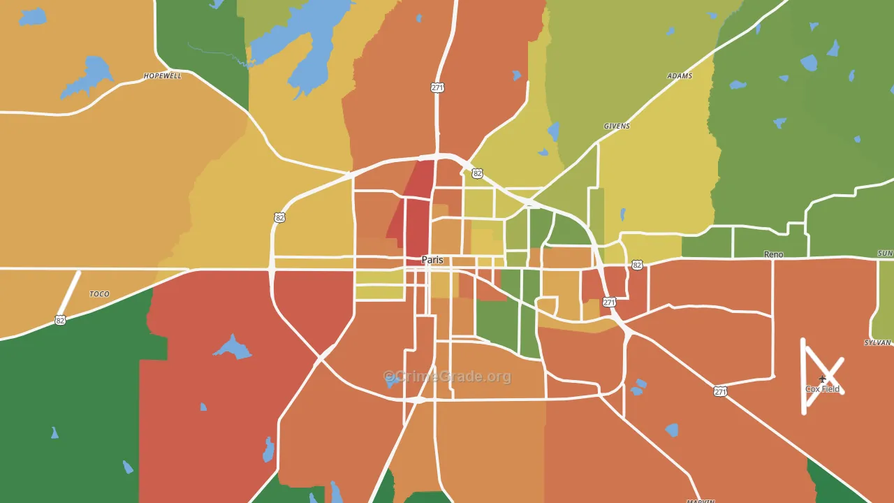 75460, TX Map of Theft Rates