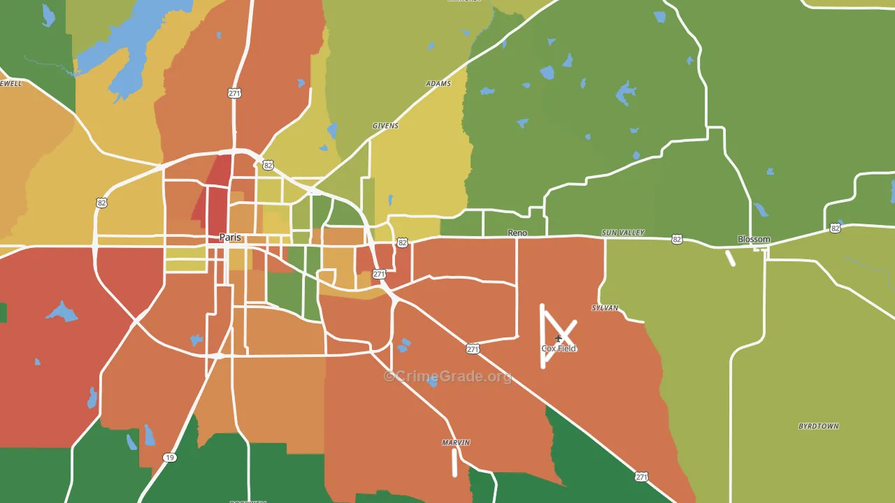 75462, TX Map of Theft Rates