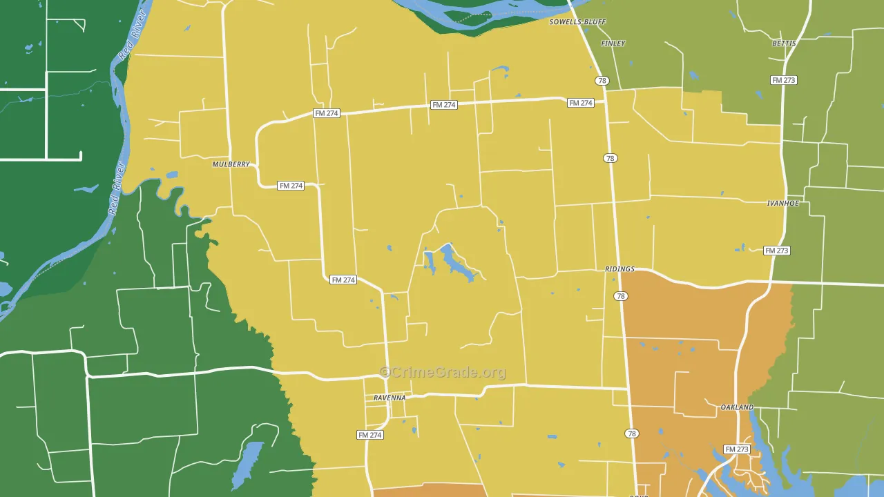 75476, TX Map of Theft Rates