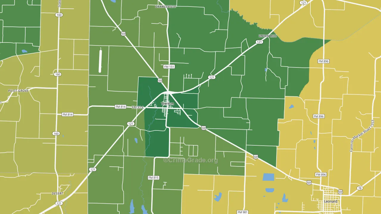75490, TX Map of Theft Rates