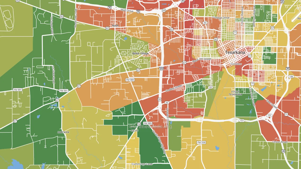 75501, TX Map of Theft Rates