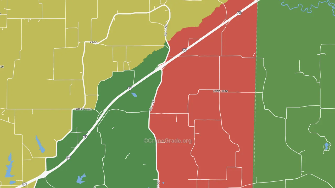 75558, TX Map of Theft Rates