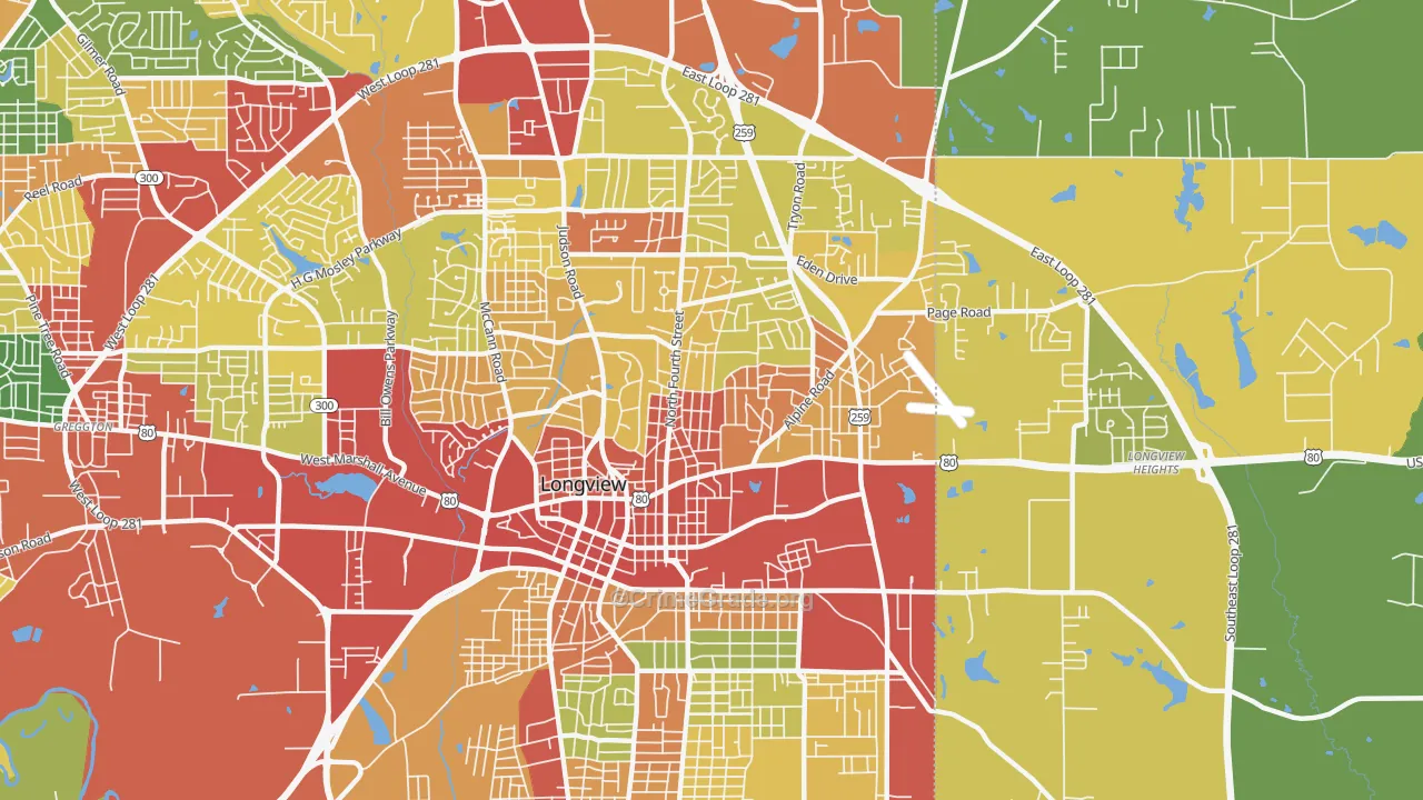75601, TX Map of Theft Rates