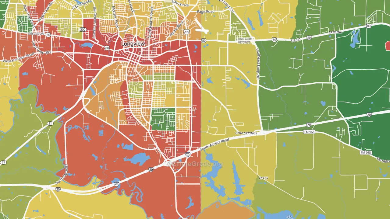75602, TX Map of Theft Rates