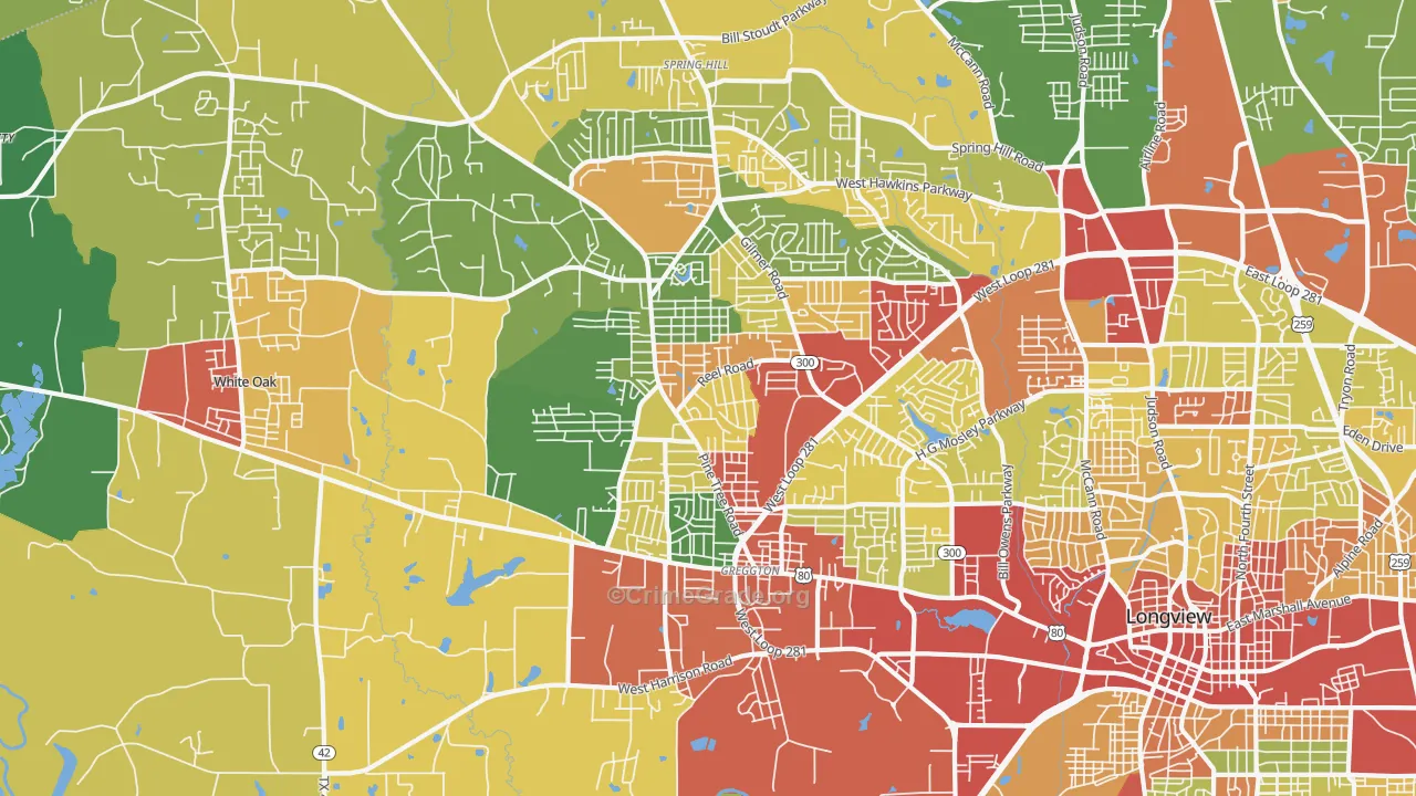 75604, TX Map of Theft Rates