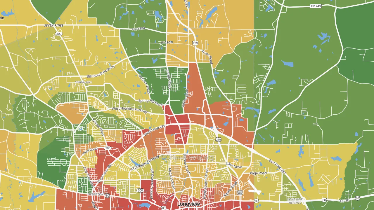 75605, TX Map of Theft Rates
