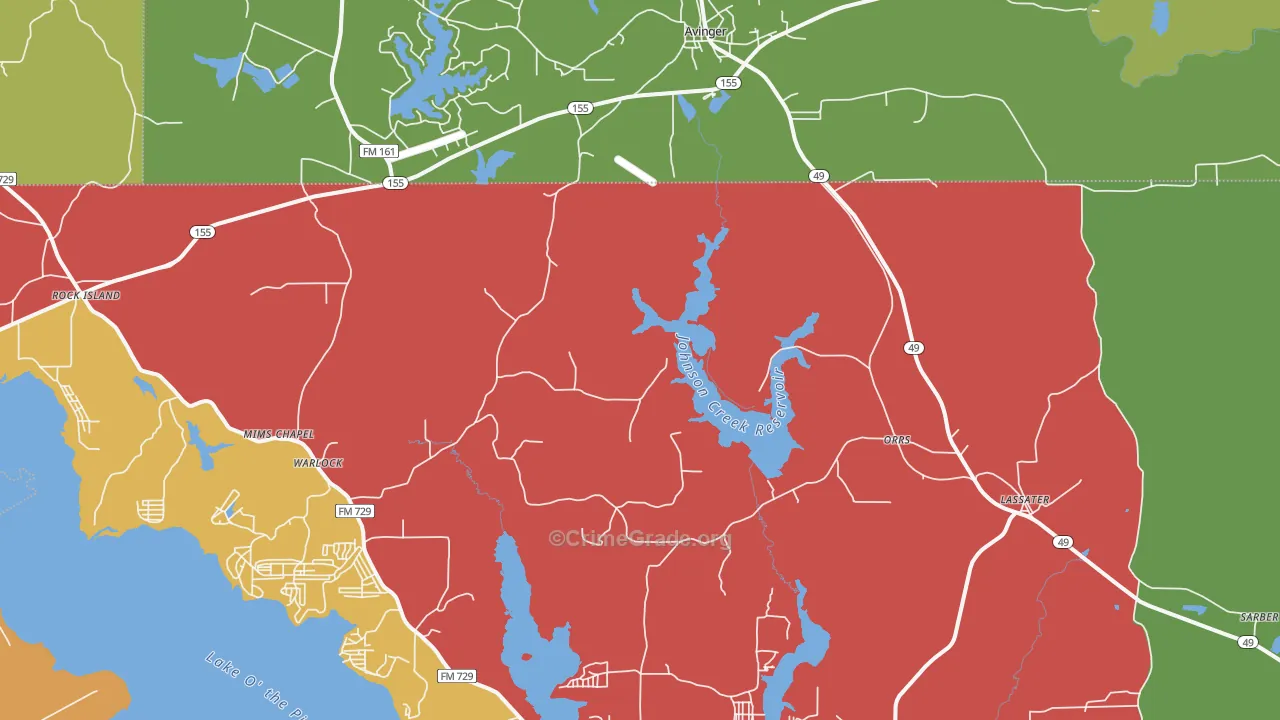 75630, TX Map of Theft Rates