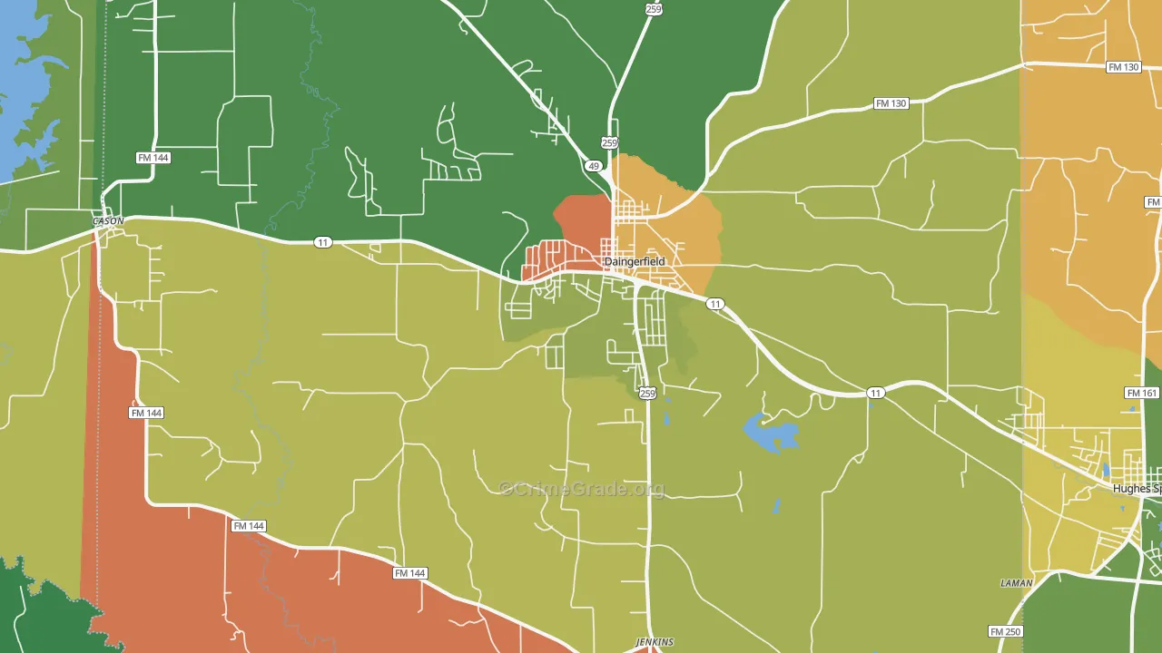 75638, TX Map of Theft Rates