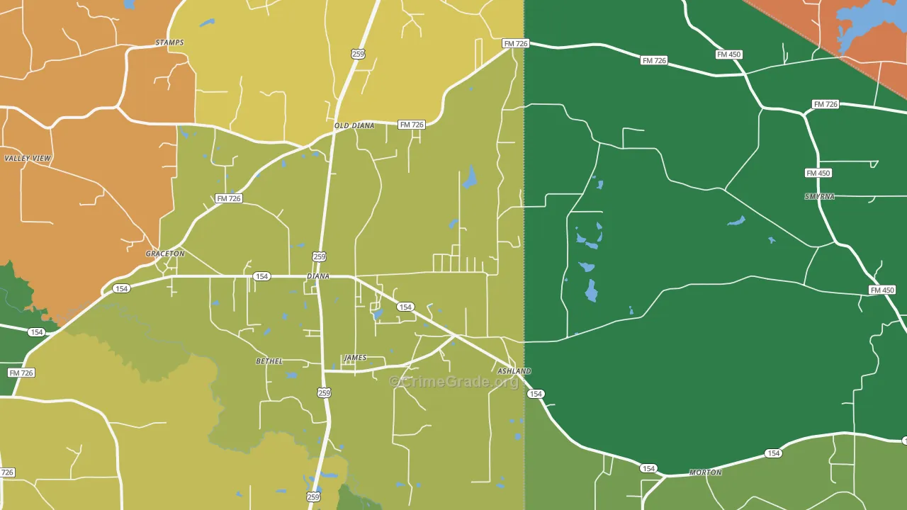 75640, TX Map of Theft Rates