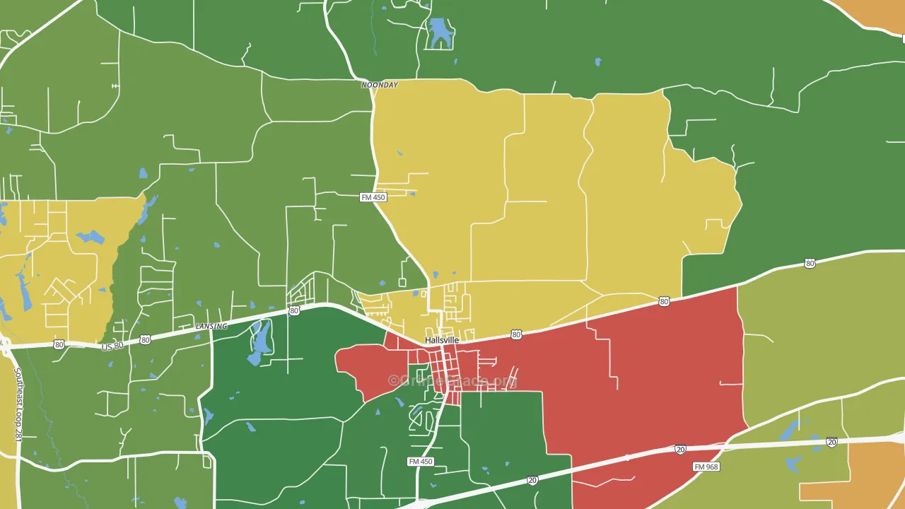 75650, TX Map of Theft Rates