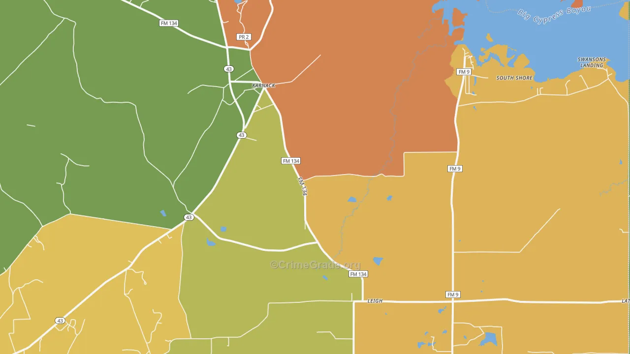 75661, TX Map of Theft Rates