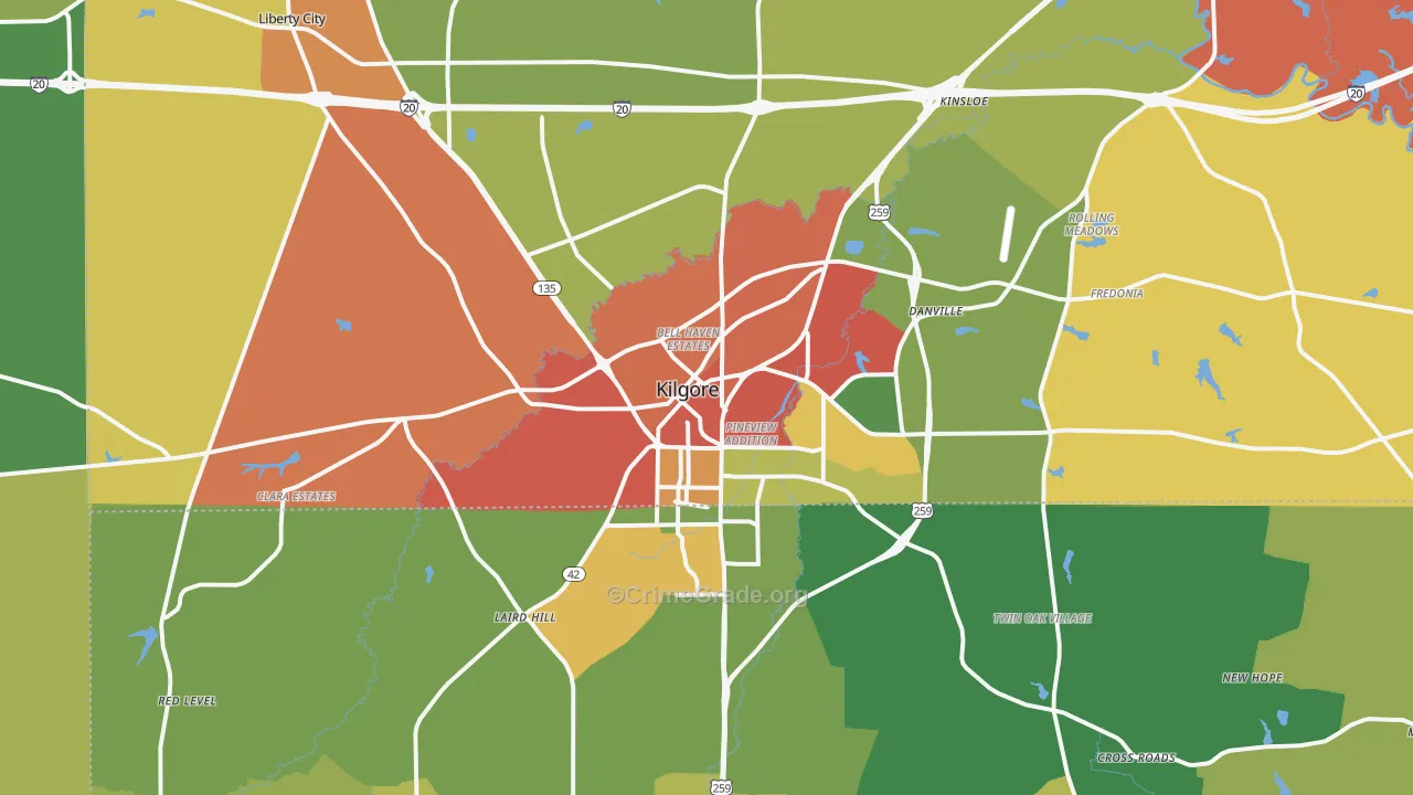 75662, TX Map of Theft Rates