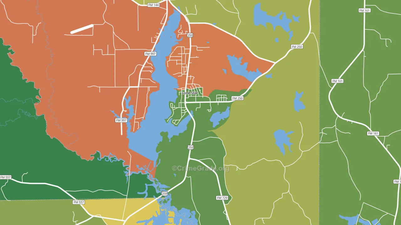 75668, TX Map of Theft Rates