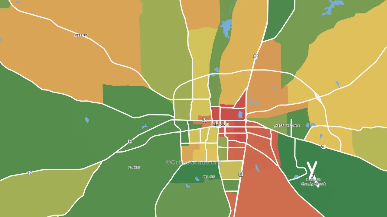 75670, TX Map of Theft Rates