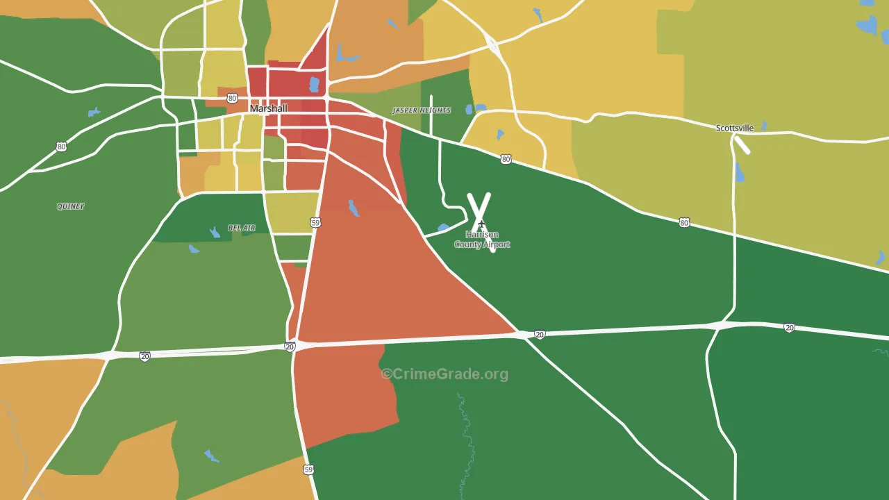 75672, TX Map of Theft Rates