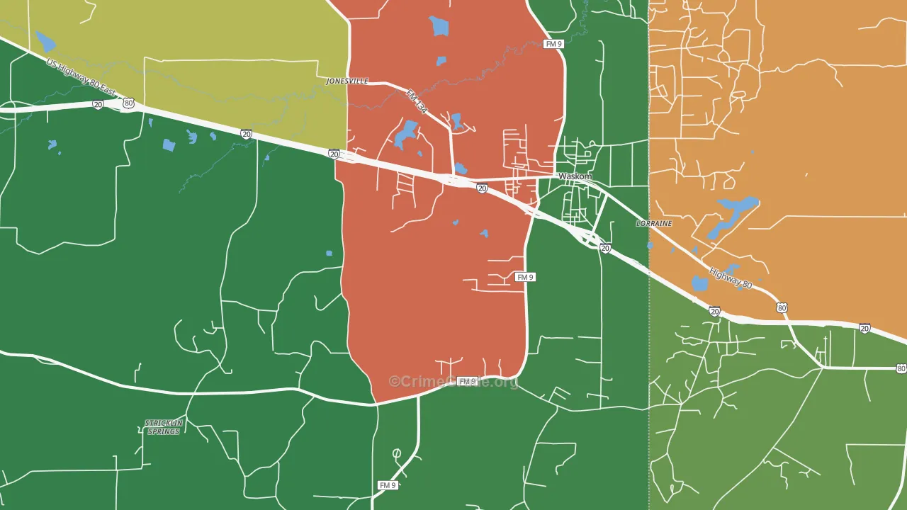 75692, TX Map of Theft Rates