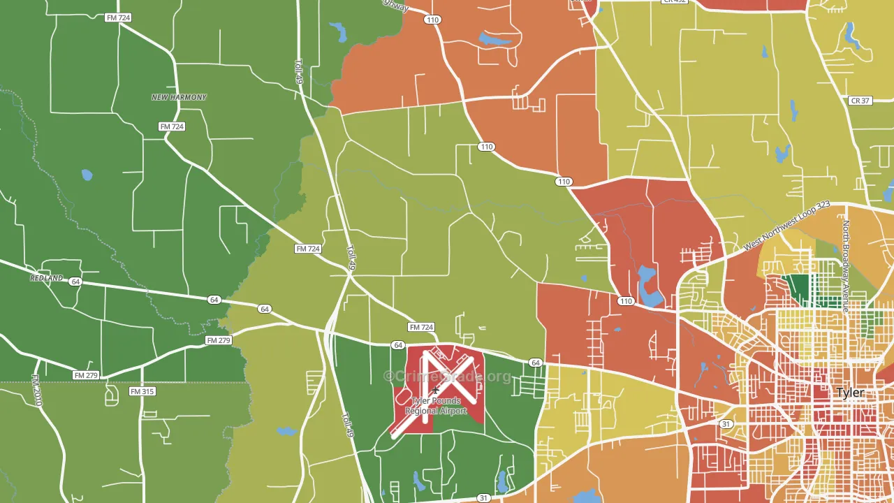 75704, TX Map of Theft Rates