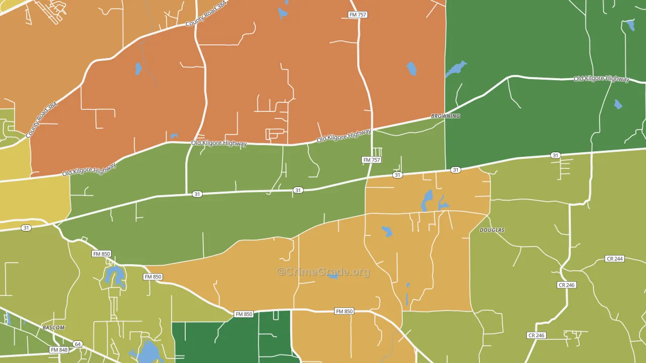 75705, TX Map of Theft Rates