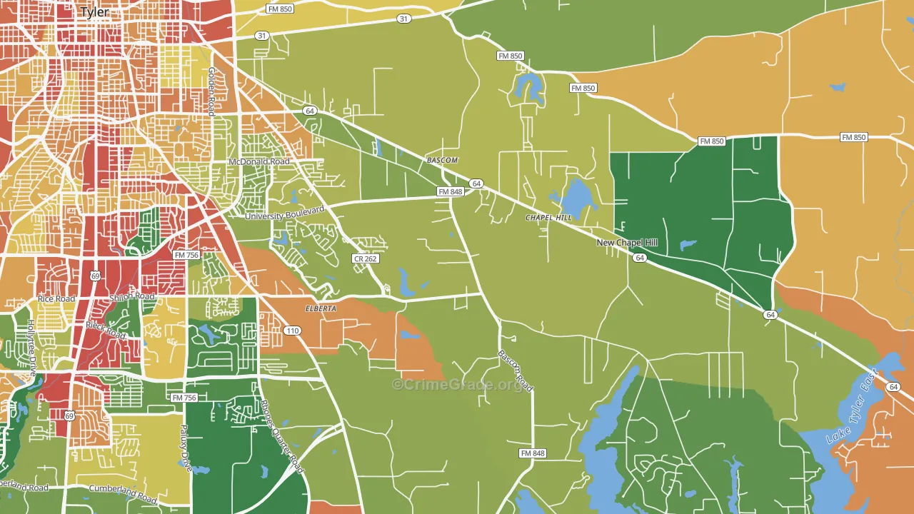 75707, TX Map of Theft Rates